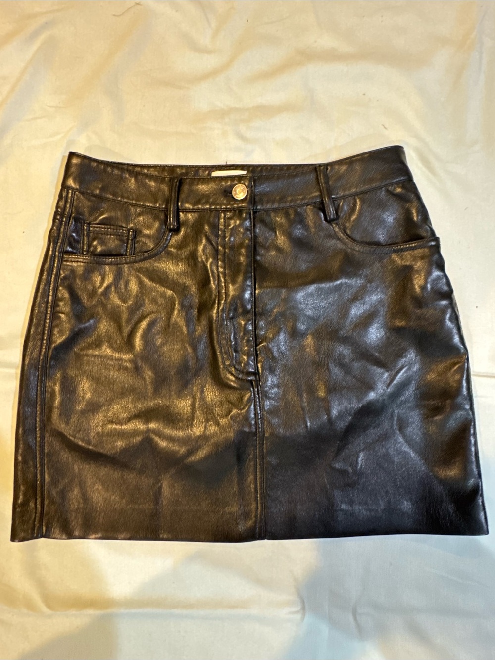 Wilfred Black Faux Leather Mini Skirt